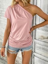 Load image into Gallery viewer, One Shoulder Short Sleeve T-Shirt