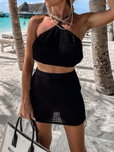 Load image into Gallery viewer, Tied Top and Drawstring Mini Skirt Set