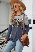 Load image into Gallery viewer, Leopard Striped Round Neck T-Shirt