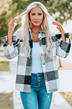 Load image into Gallery viewer, Plaid Button Up Dropped Shoulder Jacket