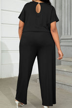 Load image into Gallery viewer, Plus Size Drawstring Waist Short Sleeve Jumpsuit