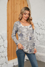 Load image into Gallery viewer, Printed Square Neck Long Sleeve Blouse