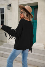 Load image into Gallery viewer, Fringe Round Neck Dropped Shoulder Sweater