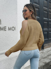 Load image into Gallery viewer, Cold-Shoulder Round Neck Sweater