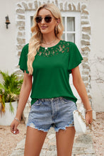 Load image into Gallery viewer, Spliced Lace Flutter Sleeve Top