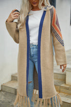 Load image into Gallery viewer, Geometric Fringe Hem Open Front Duster Cardigan