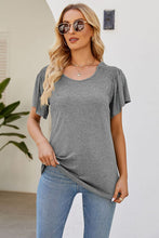 Load image into Gallery viewer, Smocked Round Neck Flutter Sleeve T-Shirt