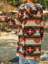 Load image into Gallery viewer, Geometric Hooded Cardigan with Pockets