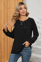 Load image into Gallery viewer, Ruched Round Neck Flounce Sleeve T-Shirt
