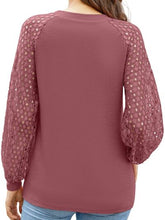 Load image into Gallery viewer, Full Size Eyelet Round Neck Long Sleeve T-Shirt