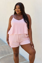 Load image into Gallery viewer, Culture Code Let It Happen Full Size Double Flare Striped Romper in Pink