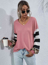 Load image into Gallery viewer, Leopard Striped Waffle-Knit Top