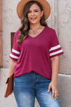 Load image into Gallery viewer, Plus Size Striped V-Neck Tee Shirt