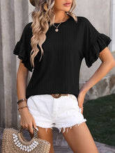 Load image into Gallery viewer, Ruffled Round Neck Short Sleeve Blouse