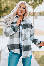 Load image into Gallery viewer, Plaid Button Up Dropped Shoulder Jacket