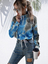 Load image into Gallery viewer, Tie-Dye Quarter Zip Dropped Shoulder Sweatshirt