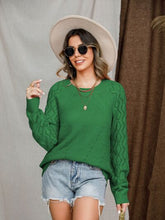 Load image into Gallery viewer, Openwork Round Neck Raglan Sleeve Sweater