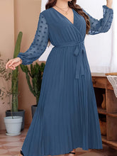 Load image into Gallery viewer, Plus Size Swiss Dot Tie Waist Maxi Dress