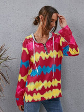 Load image into Gallery viewer, Contrast Quarter Zip Dropped Shoulder Hoodie