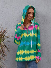 Load image into Gallery viewer, Contrast Quarter Zip Dropped Shoulder Hoodie