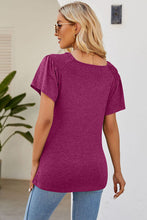 Load image into Gallery viewer, Smocked Round Neck Flutter Sleeve T-Shirt