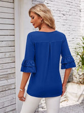 Load image into Gallery viewer, Ruffled Suqare Neck Half Sleeve Blouse