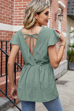 Load image into Gallery viewer, Tied Ruffled Round Neck Peplum T-Shirt
