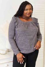Load image into Gallery viewer, Double Take Square Neck Ruffle Shoulder Long Sleeve T-Shirt