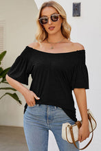 Load image into Gallery viewer, Smocked Round Neck Flutter Sleeve T-Shirt