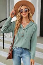 Load image into Gallery viewer, Drawstring Half Button Long Sleeve Hoodie