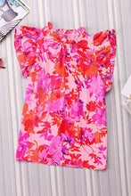 Load image into Gallery viewer, Frill Floral Mock Neck Cap Sleeve Blouse