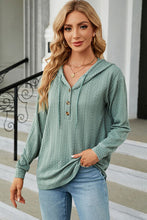 Load image into Gallery viewer, Drawstring Half Button Long Sleeve Hoodie