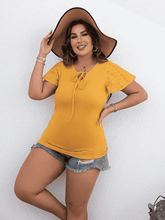 Load image into Gallery viewer, Plus Size Round Neck Blouse with Tie