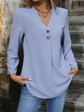 Load image into Gallery viewer, Notched Roll-Tab Sleeve Blouse