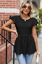 Load image into Gallery viewer, Tied Ruffled Round Neck Peplum T-Shirt