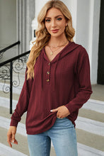 Load image into Gallery viewer, Drawstring Half Button Long Sleeve Hoodie