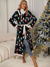 Load image into Gallery viewer, Tie Waist Hooded Robe