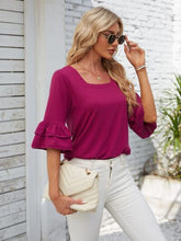 Load image into Gallery viewer, Ruffled Suqare Neck Half Sleeve Blouse