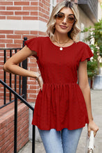 Load image into Gallery viewer, Tied Ruffled Round Neck Peplum T-Shirt