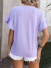 Load image into Gallery viewer, Ruffled Round Neck Short Sleeve Blouse