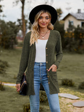 Load image into Gallery viewer, Ribbed Button-UP Caradigan with Pockets