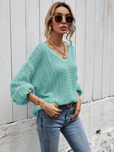 Load image into Gallery viewer, V-Neck Dropped Shoulder Sweater