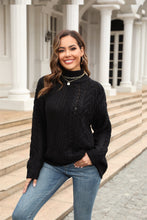 Load image into Gallery viewer, Cable-Knit Turtle Neck Long Sleeve Sweater