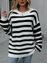 Load image into Gallery viewer, Striped Dropped Shoulder Sweater