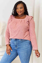 Load image into Gallery viewer, Double Take Square Neck Ruffle Shoulder Long Sleeve T-Shirt