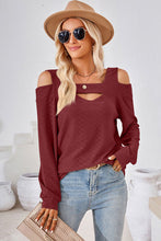 Load image into Gallery viewer, Cutout Square Neck Cold Shoulder T-Shirt
