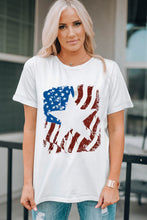 Load image into Gallery viewer, US Flag Graphic Round Neck Tee