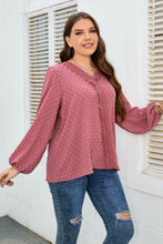 Load image into Gallery viewer, Plus Size Lace Trim V-Neck Balloon Sleeve Blouse