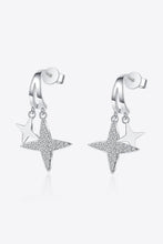 Load image into Gallery viewer, Moissanite Star Rhodium-Plated Drop Earrings