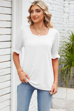 Load image into Gallery viewer, Smocked Square Neck Short Sleeve T-Shirt